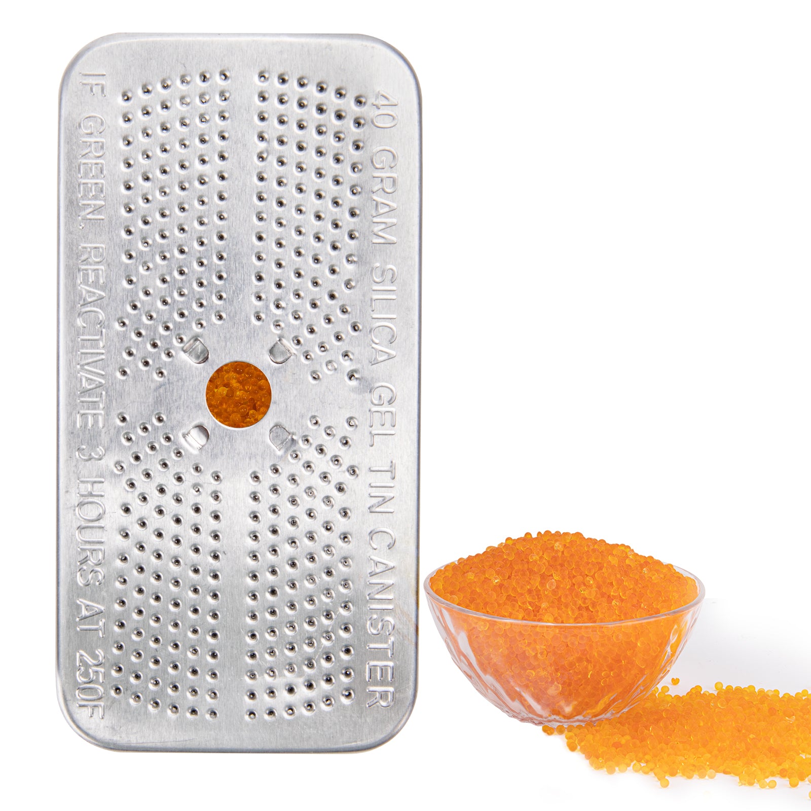 O2frepak 40 Gram Reusable Indicating  Orange Silica Gel Desiccant Canister Aluminum Dehumidifier 2PCS