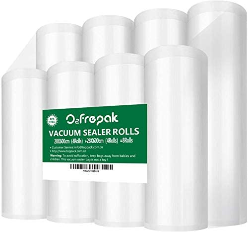 O2frepak 8 Pack 8"x20'(4Rolls) and 11"x20' (4Rolls) Vacuum Sealer Bags Rolls with BPA Free,Heavy Duty Vacuum Sealer Storage Bags Rolls,Cut to Size Roll,Great for Sous Vide