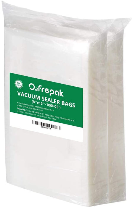 O2frepak 100 Quart Size 8" x 12"Vacuum Sealer Bags for Food ,BPA Free and Puncture Prevention Vacuum Bags,Great for Sous Vide Vaccume Sealer PreCut Bag