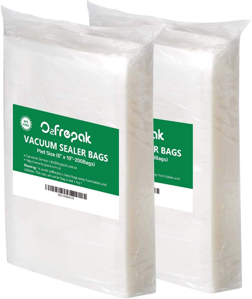 O2frepak 200 Pint 6" x 10" Vacuum Sealer Bags,BPA Free and Heavy Duty Vacuum Seal Bags,Great for Sous Vide Vaccume Sealer PreCut Bag