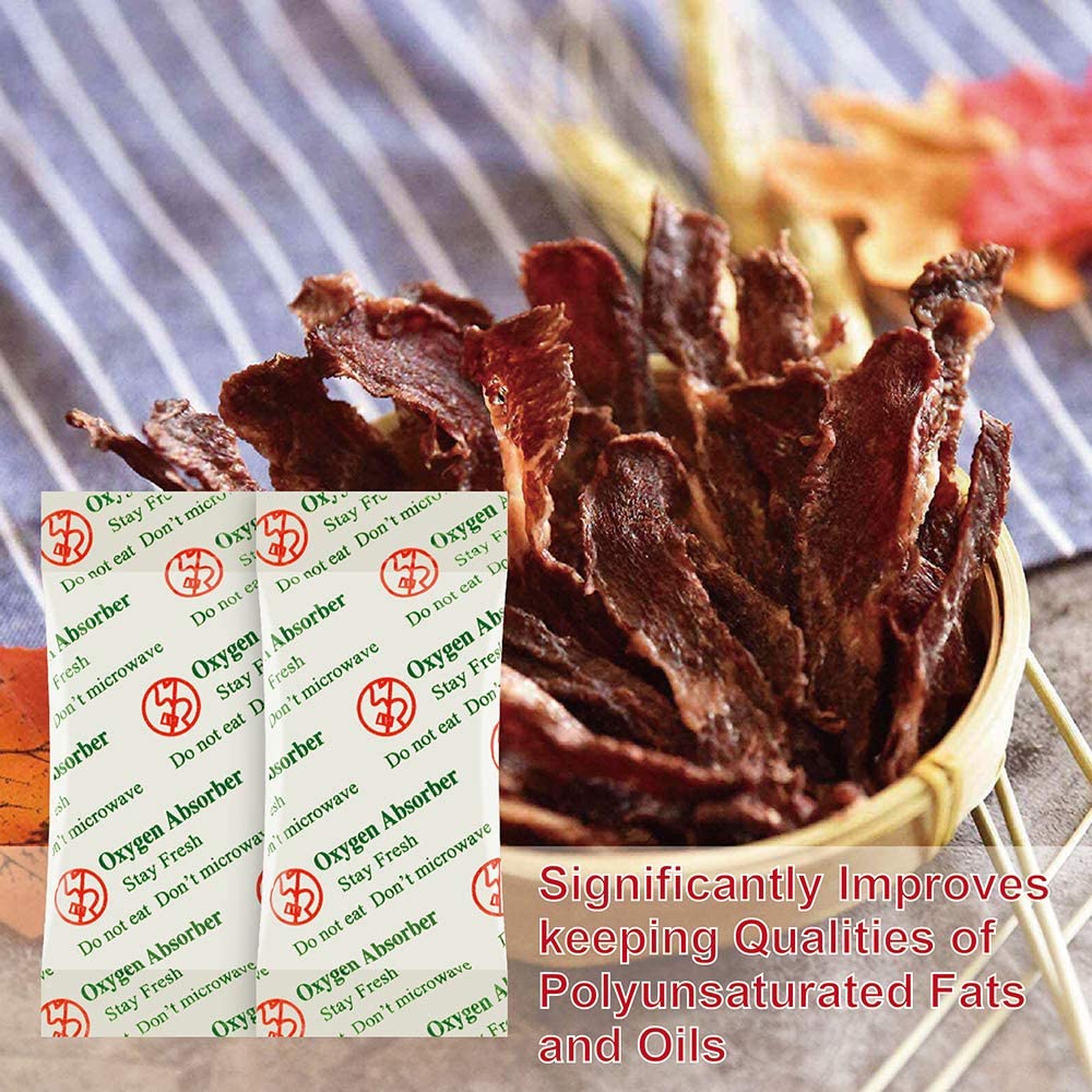 O2frepak 200CC(100-Pack) Food Grade Oxygen Absorbers Packets For Food Storage,Oxygen Absorbers Storage Packets With Oxygen Indicator In Vacuum Bag And 3 Times Oxygen Absorption Capacity
